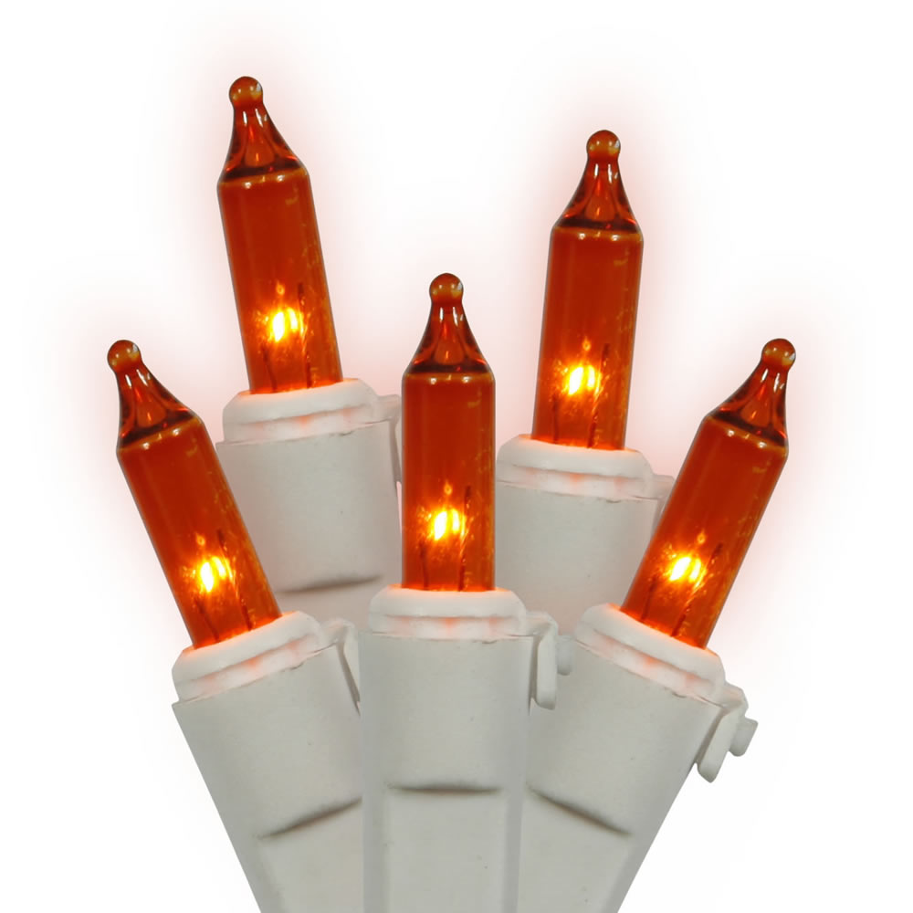 Christmastopia.com 100 Amber Incandescent Mini Light Set with White Wire