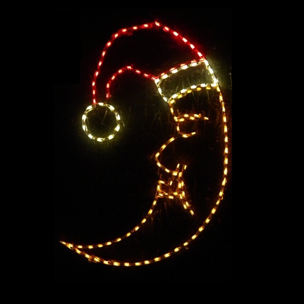 Christmastopia.com Moon with Santa Hat Hanging Outdoor LED Lighted Christmas Decoration