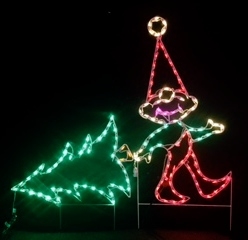 Christmastopia.com - Elf Pulling Christmas Tree LED Lighted Outdoor Christmas Decoration