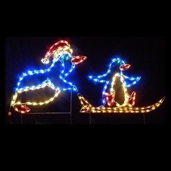 Christmastopia.com Penguin Pushing Baby on Sled LED Lighted Christmas Decoration