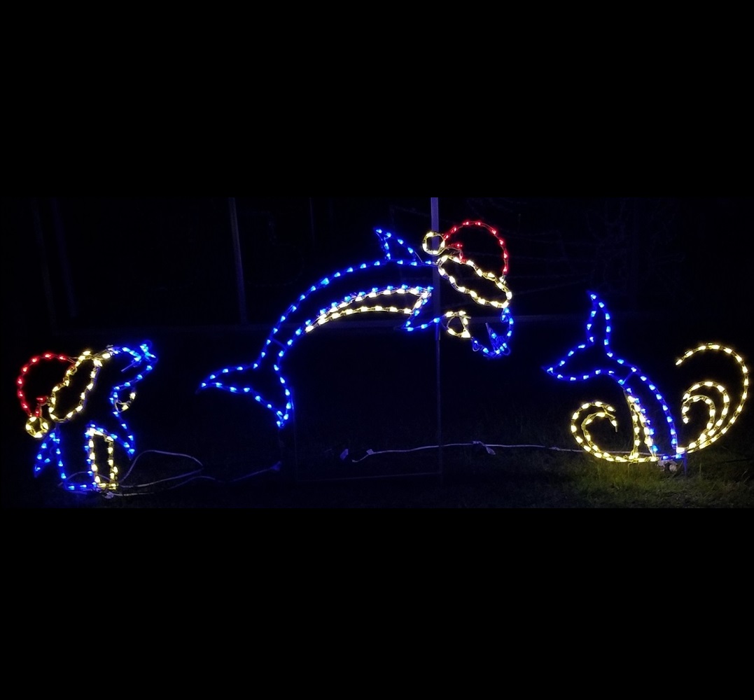 Dolphin Jumping 3 Piece Animated LED Lighted Outdoor Marine Decoration
