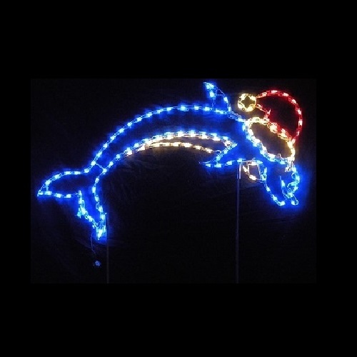 Christmastopia.com Dolphin with Santa Hat LED Lighted Outdoor Marine Decoration
