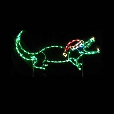 Christmastopia.com Alligator with Santa Hat LED Lighted Outdoor Lawn Decoration