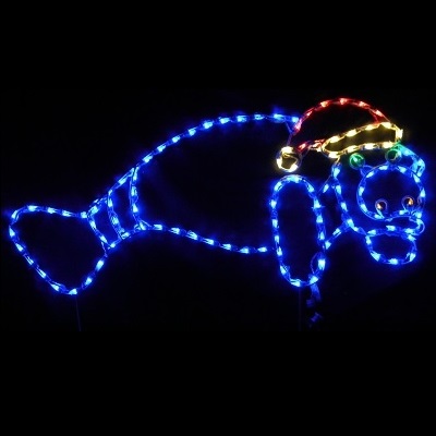 Christmastopia.com Manatee with Santa Hat LED Lighted Outdoor Nautical Decoration