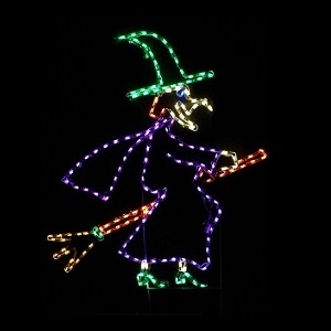 Christmastopia.com Witch On Broom LED Lighted Outdoor Halloween Decoration