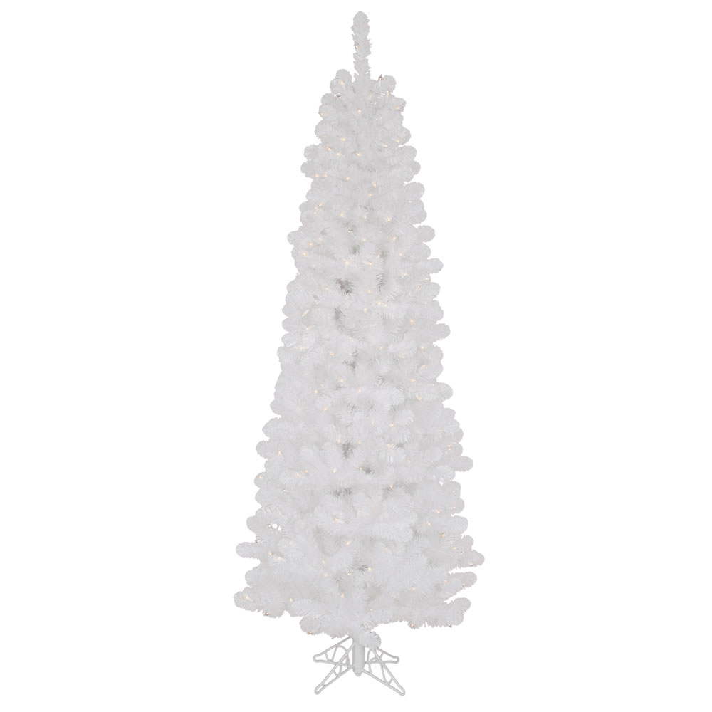 Christmastopia.com 6.5 Foot White Salem Pencil Pine Artificial Christmas Tree 250 DuraLit Clear Lights