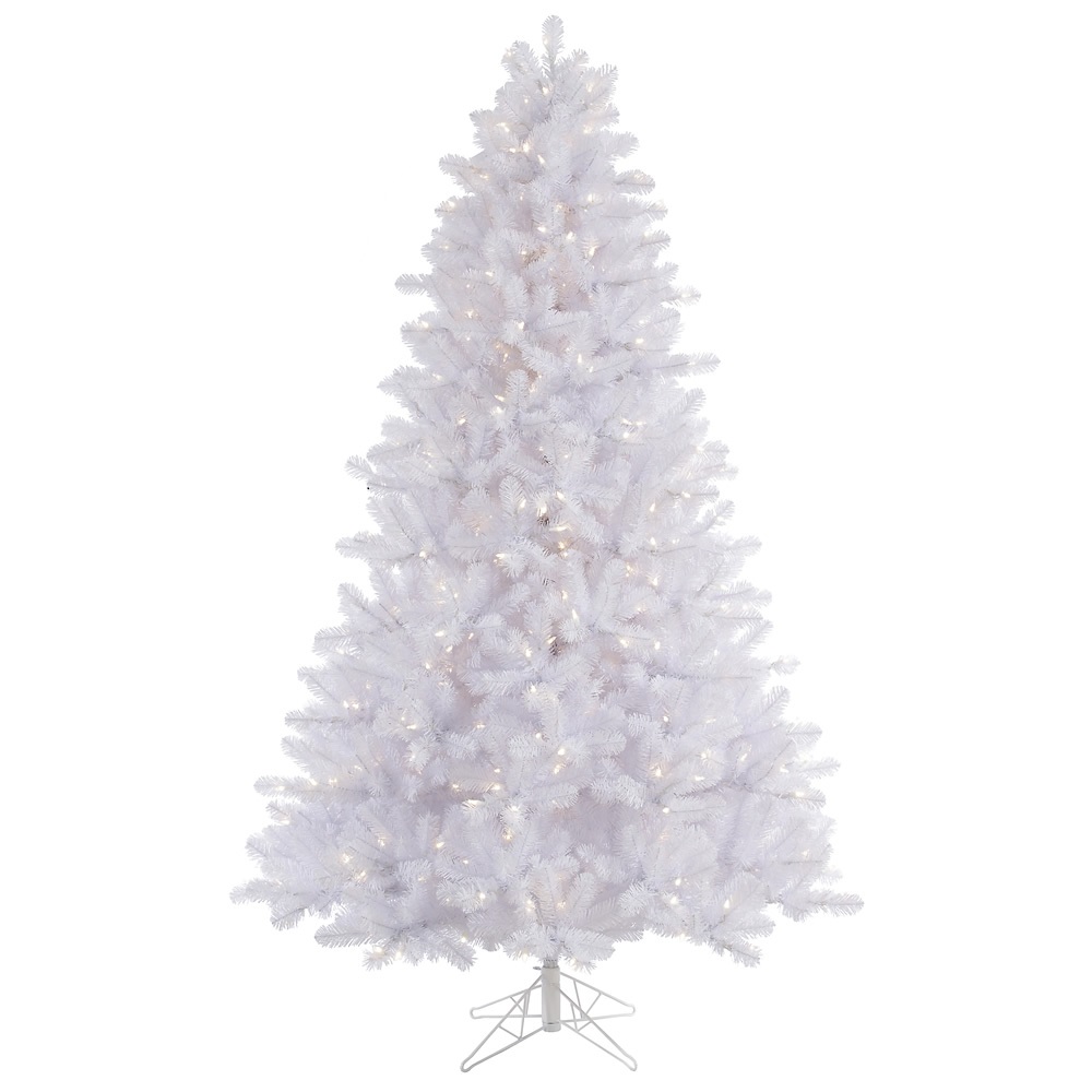 9 Foot Crystal White Pine Artificial Christmas Tree 1100 DuraLit LED Warm White Multi Color Italian Style Changing Mini Lights