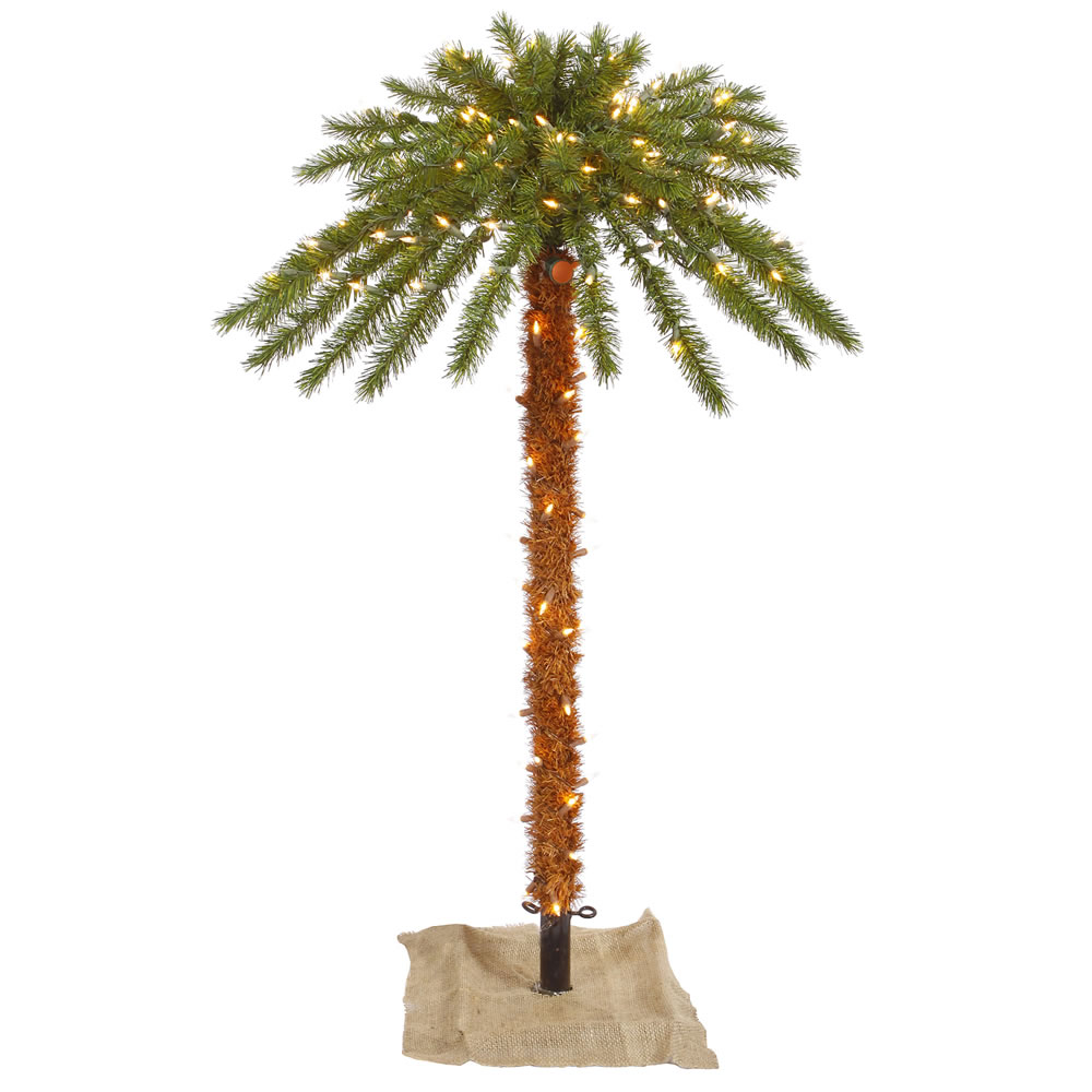 6 Foot Outdoor Artificial Palm Tree 300 DuraLit LED M5 Italian Warm White Mini Lights