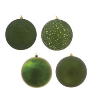 Christmastopia.com - 1 Inch Moss Green Ornament Assorted Finishes Box of 18