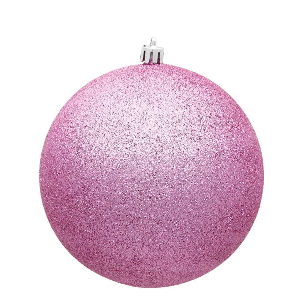 15.75 Inch Pink Glitter Round Christmas Ball Ornament Shatterproof UV