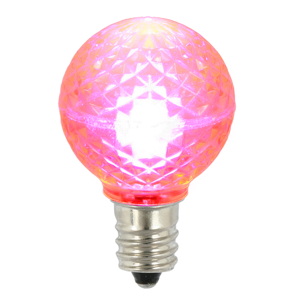 Christmastopia.com - 25 LED G30 Globe Pink Faceted Retrofit Night Light C7 Socket Replacement Bulbs