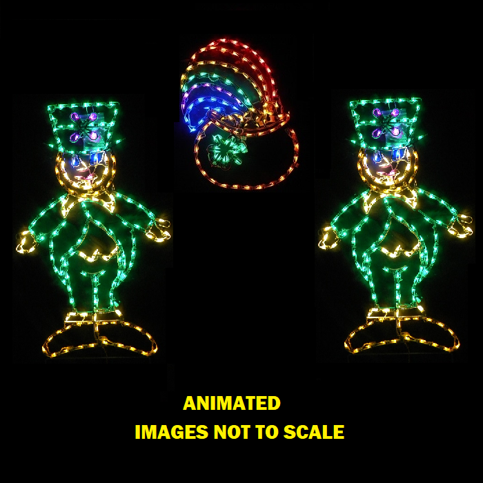 Christmastopia.com Saint Patricks Day Dancing Leprechauns Around A Pot Of Gold LED Lighted Decoration