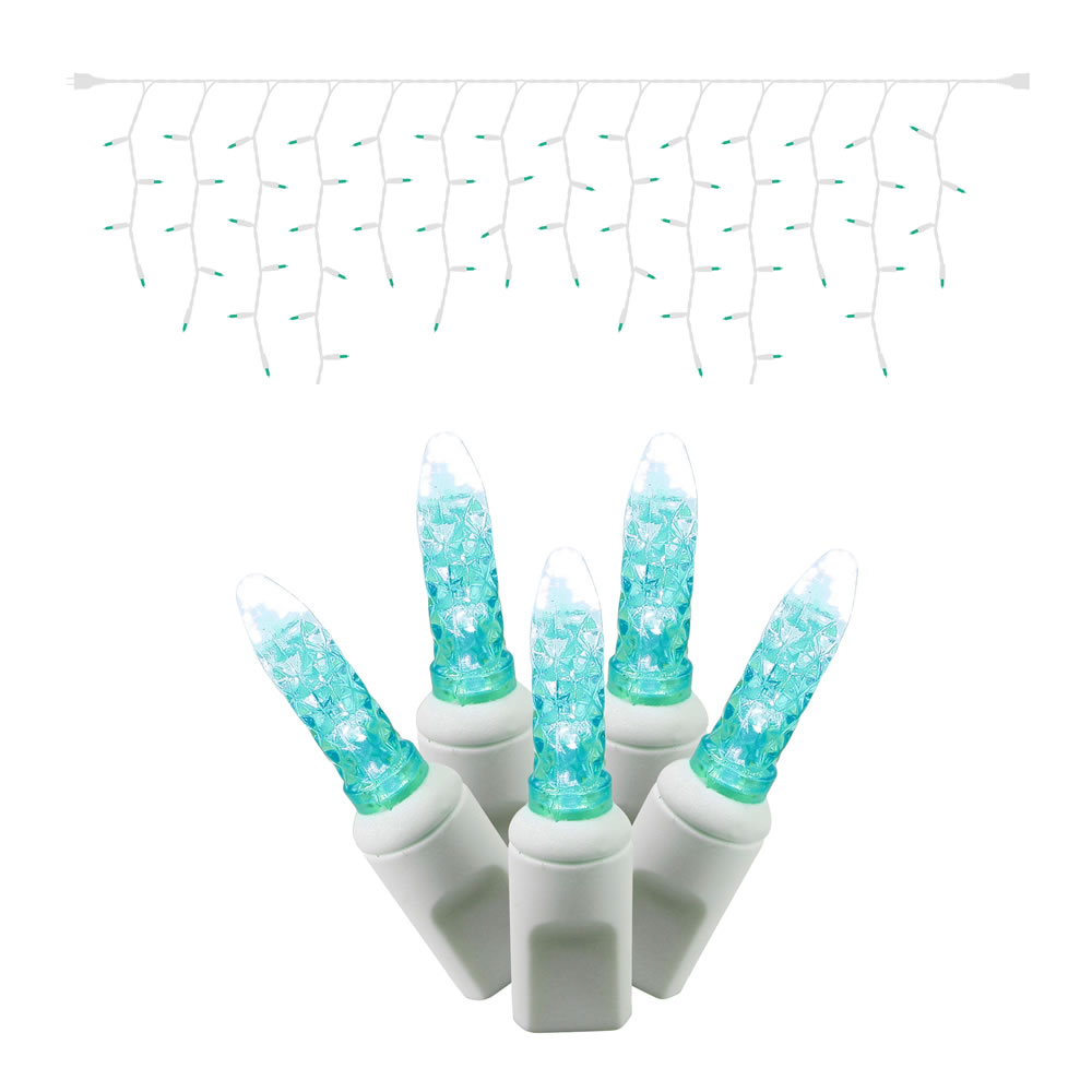 Christmastopia.com 70 Commercial Grade LED Italian M5 Faceted Teal Easter Icicle Light Set White Wire