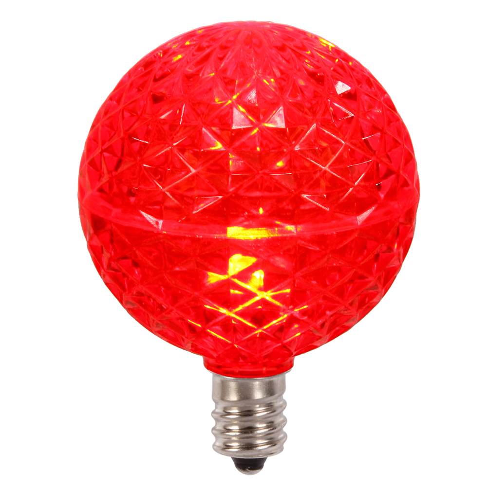 Christmastopia.com 10 LED G50 Globe Red Faceted Retrofit C7 E12 Socket Christmas Replacement Bulbs