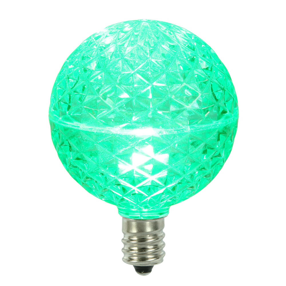 Christmastopia.com 10 LED G50 Globe Green Faceted Retrofit C7 E12 Socket Christmas Replacement Bulbs