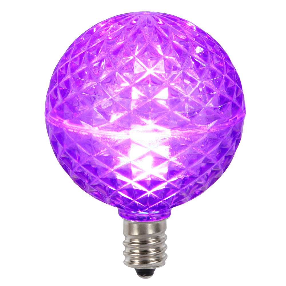 Christmastopia.com 10 LED G50 Globe Purple Faceted Retrofit C7 E12 Socket Halloween Replacement Bulbs