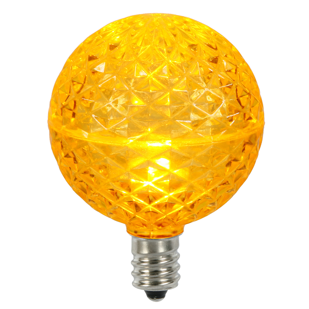 Christmastopia.com 10 LED G50 Globe Yellow Faceted Retrofit C7 E12 Socket Christmas Replacement Bulbs