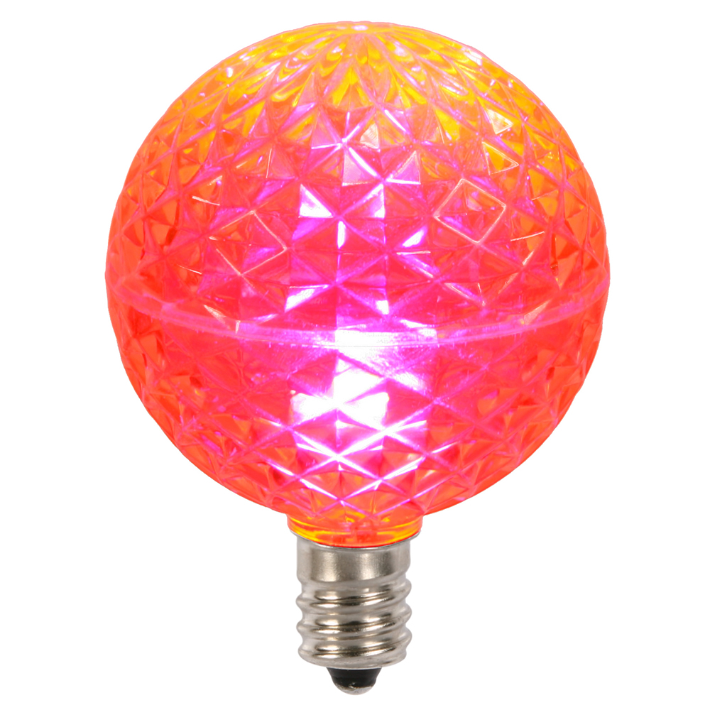 Christmastopia.com 10 LED G50 Globe Pink Faceted Retrofit C7 E12 Socket Christmas Replacement Bulbs