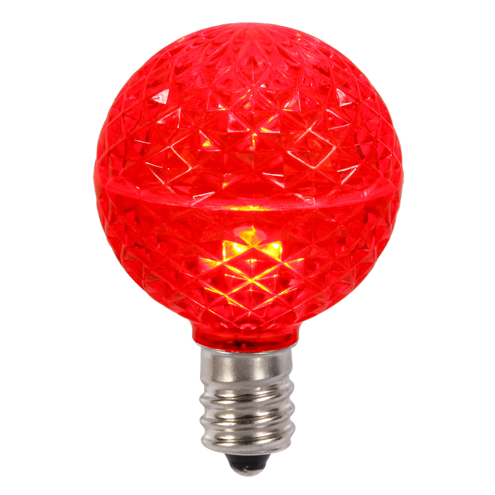 25 LED G50 Globe Red Faceted Retrofit E17 Socket Christmas Replacement Bulbs