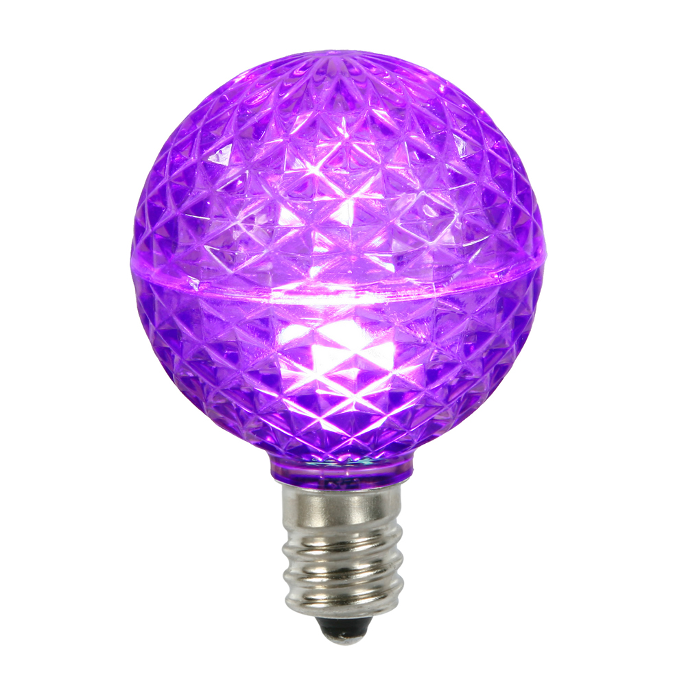 25 LED G50 Globe Purple Faceted Retrofit C9 E17 Socket Halloween Replacement Bulbs