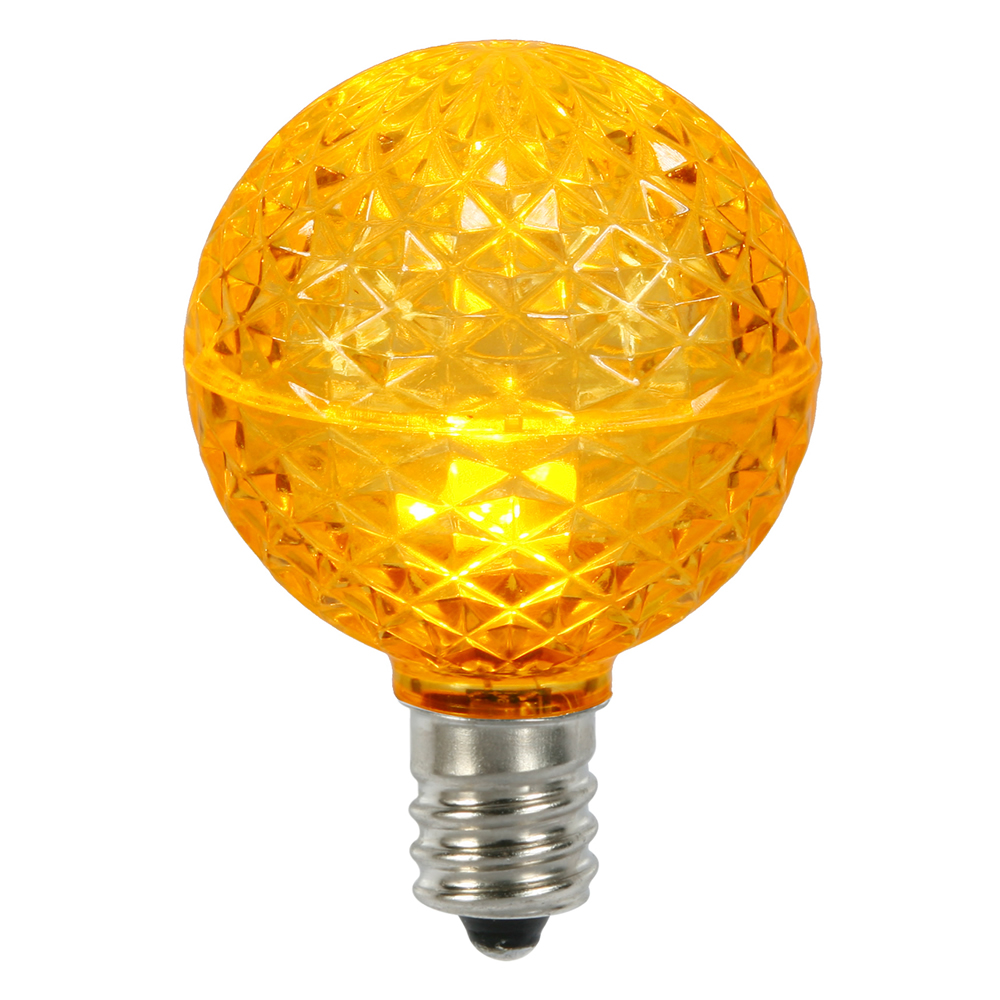 25 LED G50 Globe Yellow Faceted Retrofit C9 E17 Socket Christmas Replacement Bulbs