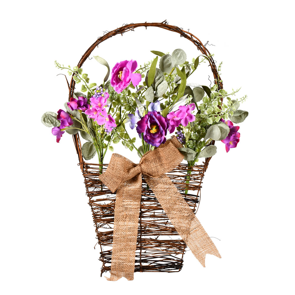 Christmastopia.com 20 Inch Decorative Artificial Mixed Purple Flower Easter Basket Decoration