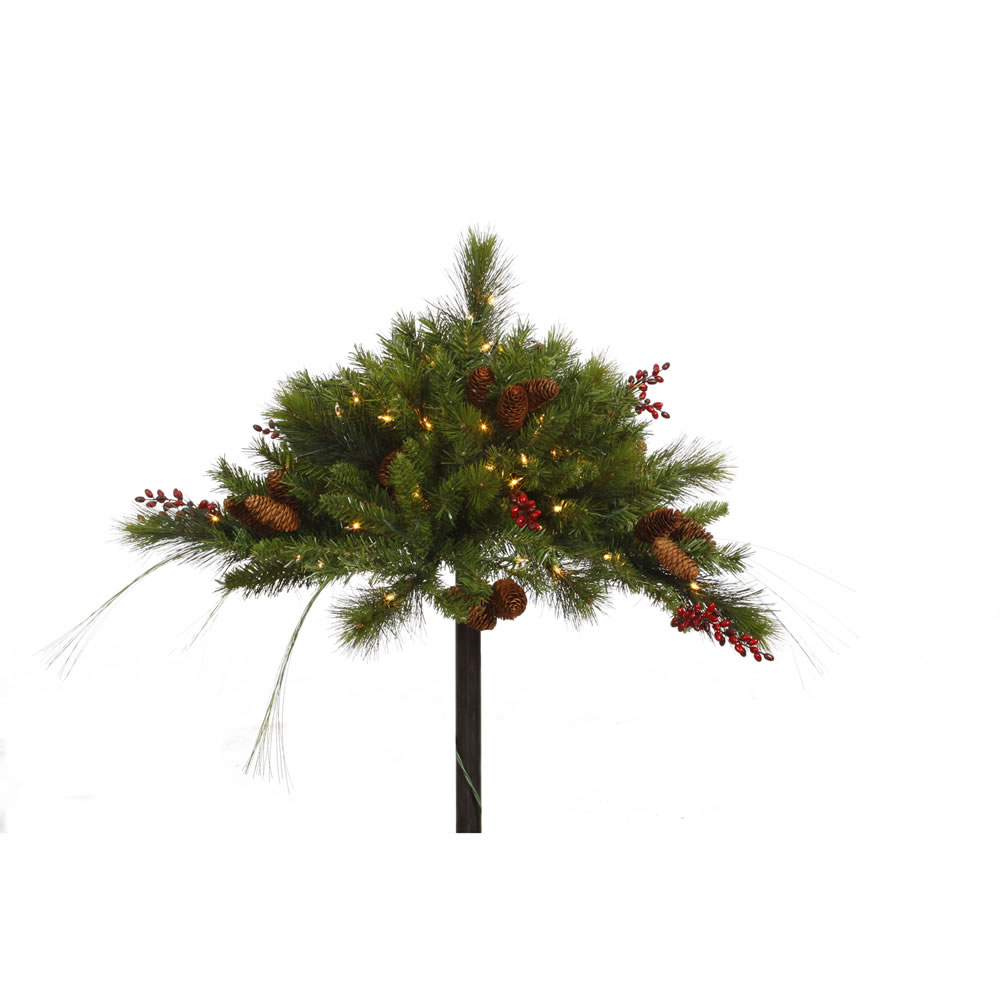 Christmastopia.com 33 Inch Mixed Berry and Cone Artificial Christmas Plant 50 DuraLit  LED M5 Italian Mini Warm White Lights