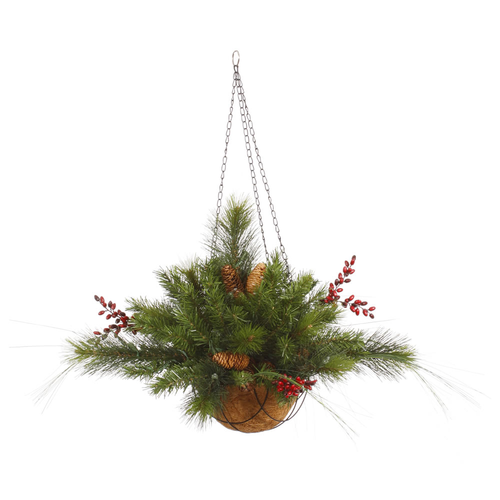 Christmastopia.com 20 Inch Mixed Berry Cone Artificial Christmas Hanging Basket Unlit