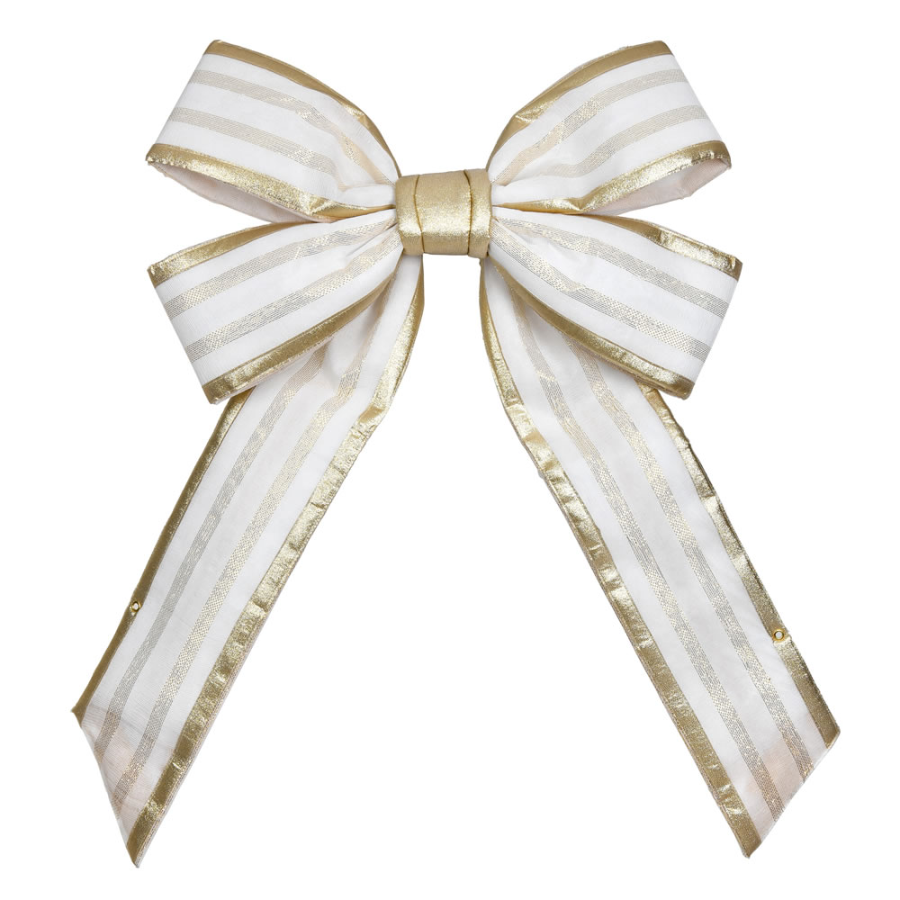Christmastopia.com - 12 Inch Champagne Four Loop Fabric Indoor Outdoor Christmas Bow