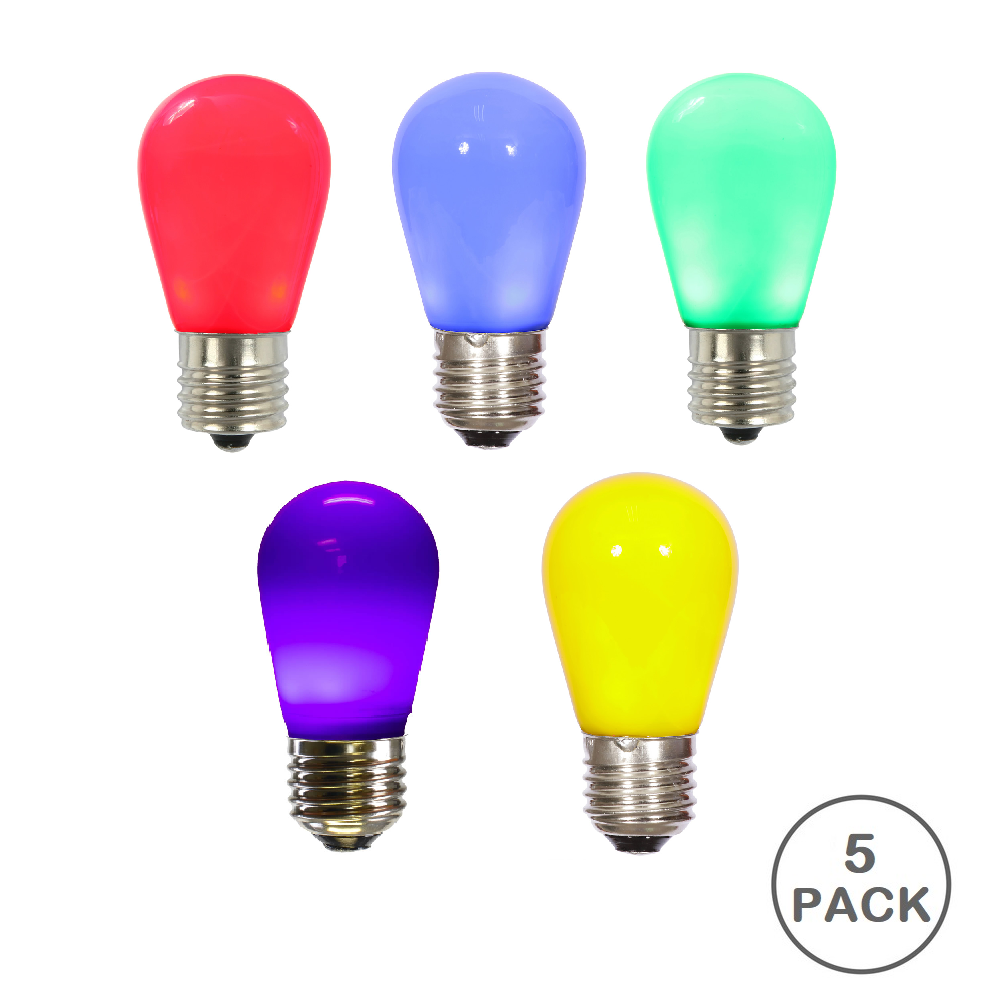 Christmastopia.com 5 LED S14 Patio Ceramic Multi Color Retrofit Replacement Bulbs