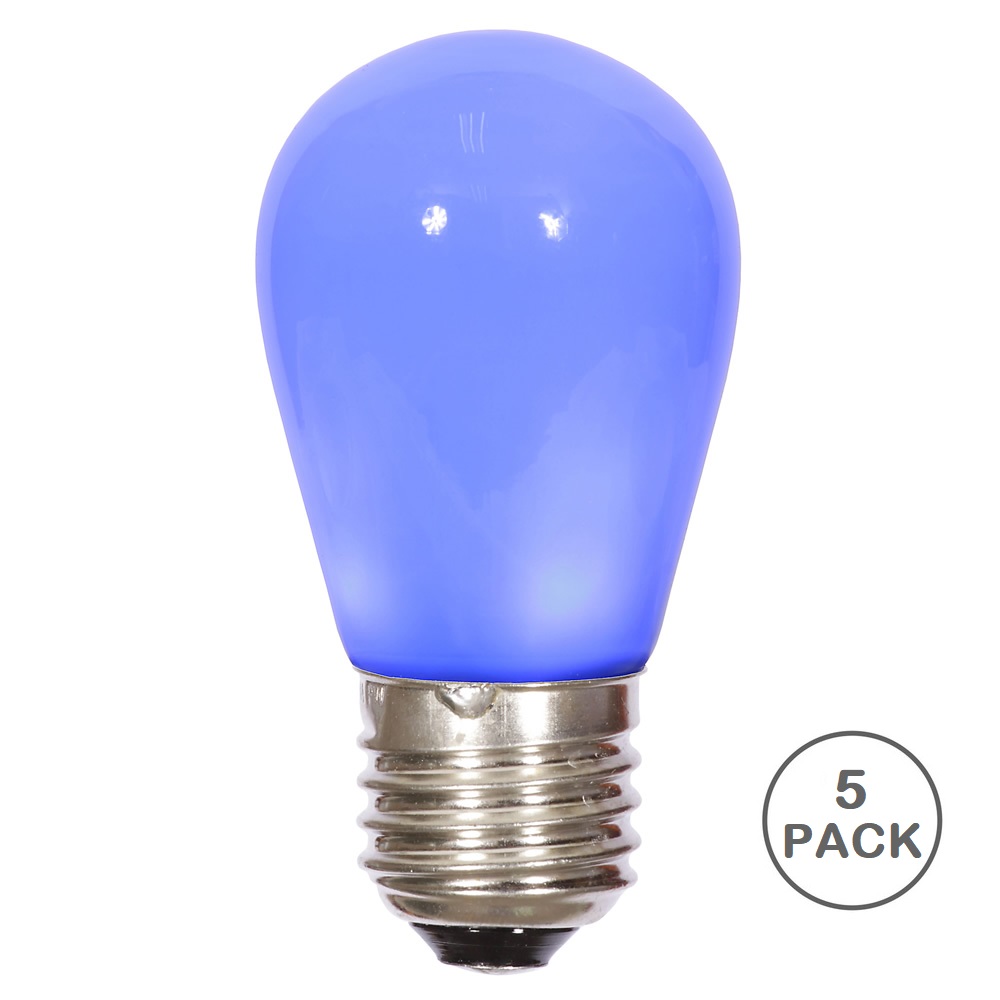 Christmastopia.com 5 LED S14 Patio Ceramic Blue Retrofit Replacement Bulbs