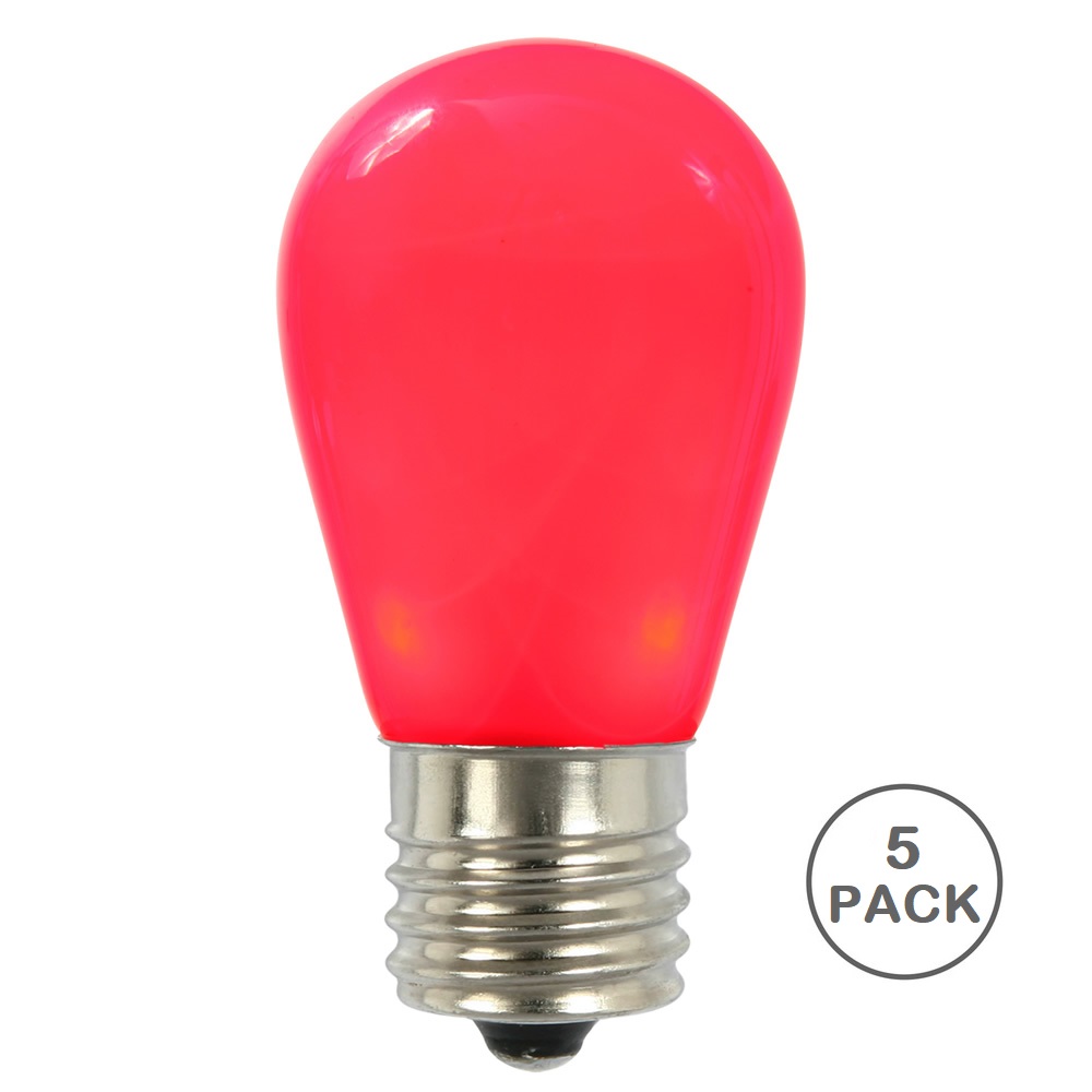 Christmastopia.com 5 LED S14 Patio Ceramic Red Retrofit Replacement Bulbs