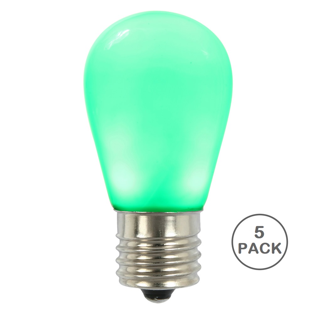 Christmastopia.com 5 LED S14 Patio Ceramic Green Retrofit Replacement Bulbs