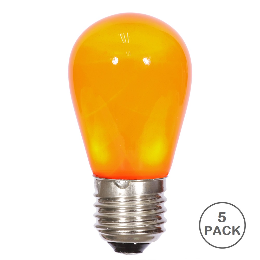 Christmastopia.com 5 LED S14 Patio Ceramic Orange Retrofit Replacement Bulbs