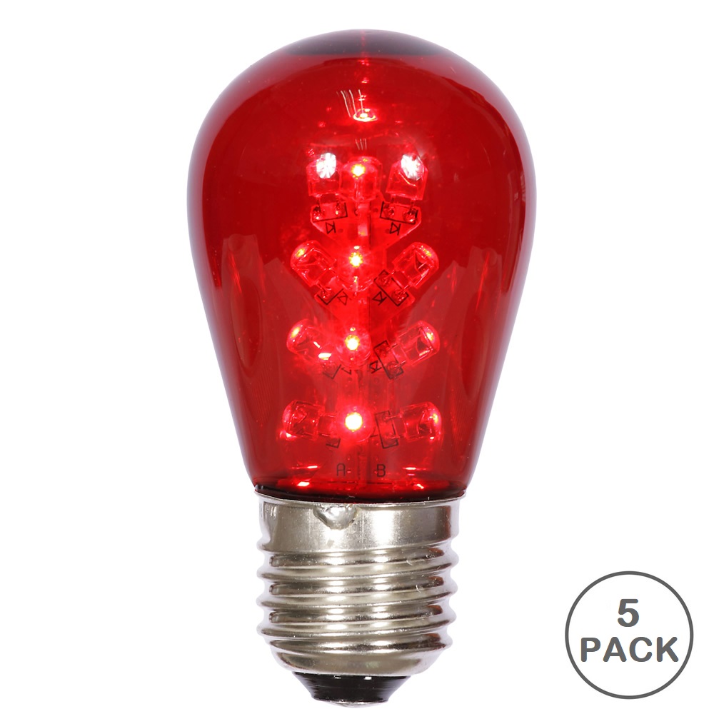 Christmastopia.com 5 LED S14 Patio Transparent Red Retrofit Replacement Bulbs