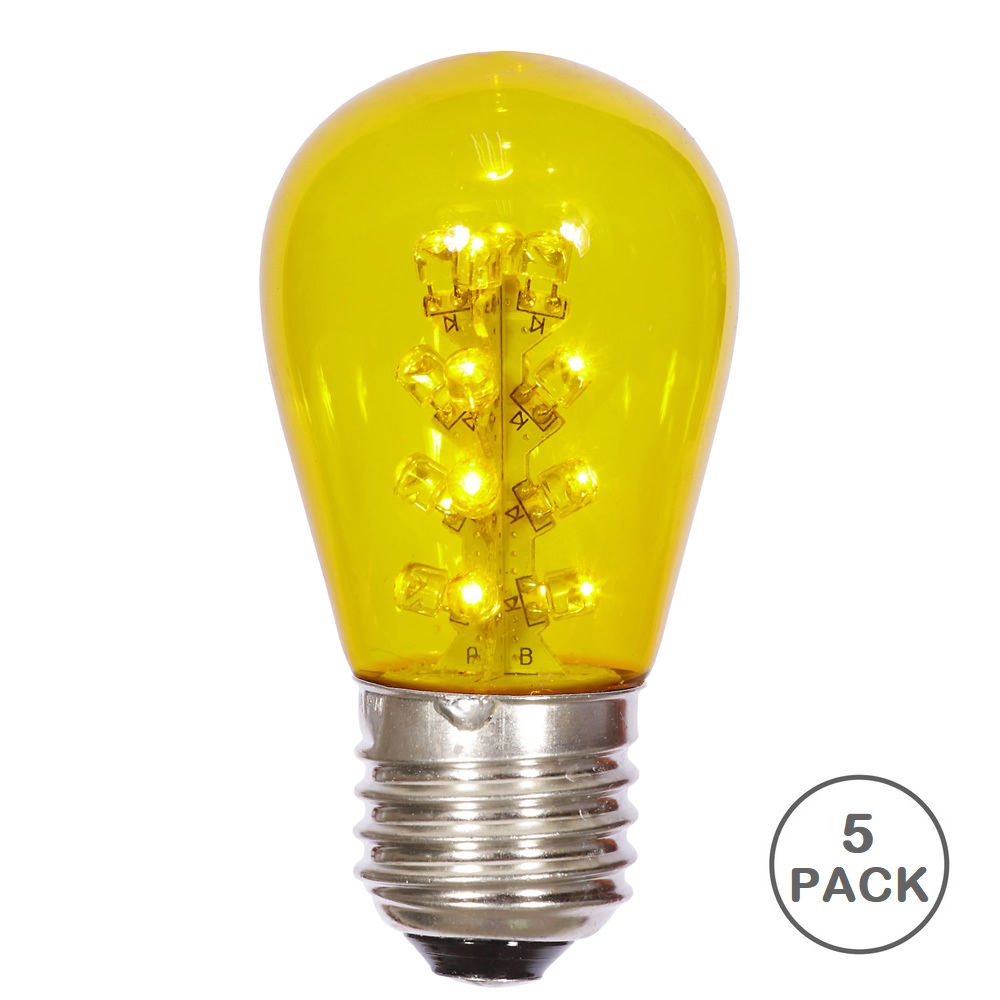 Christmastopia.com 5 LED S14 Patio Transparent Yellow Retrofit Replacement Bulbs