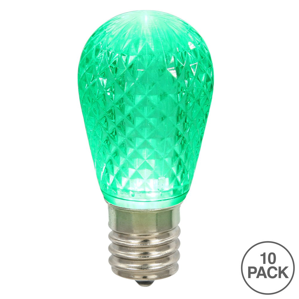 Christmastopia.com 10 LED S14 Patio Faceted Green Retrofit Christmas Replacement Bulbs