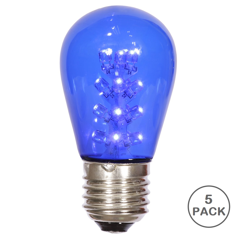 Christmastopia.com 5 LED S14 Patio Transparent Blue Plastic Retrofit Replacement Bulbs