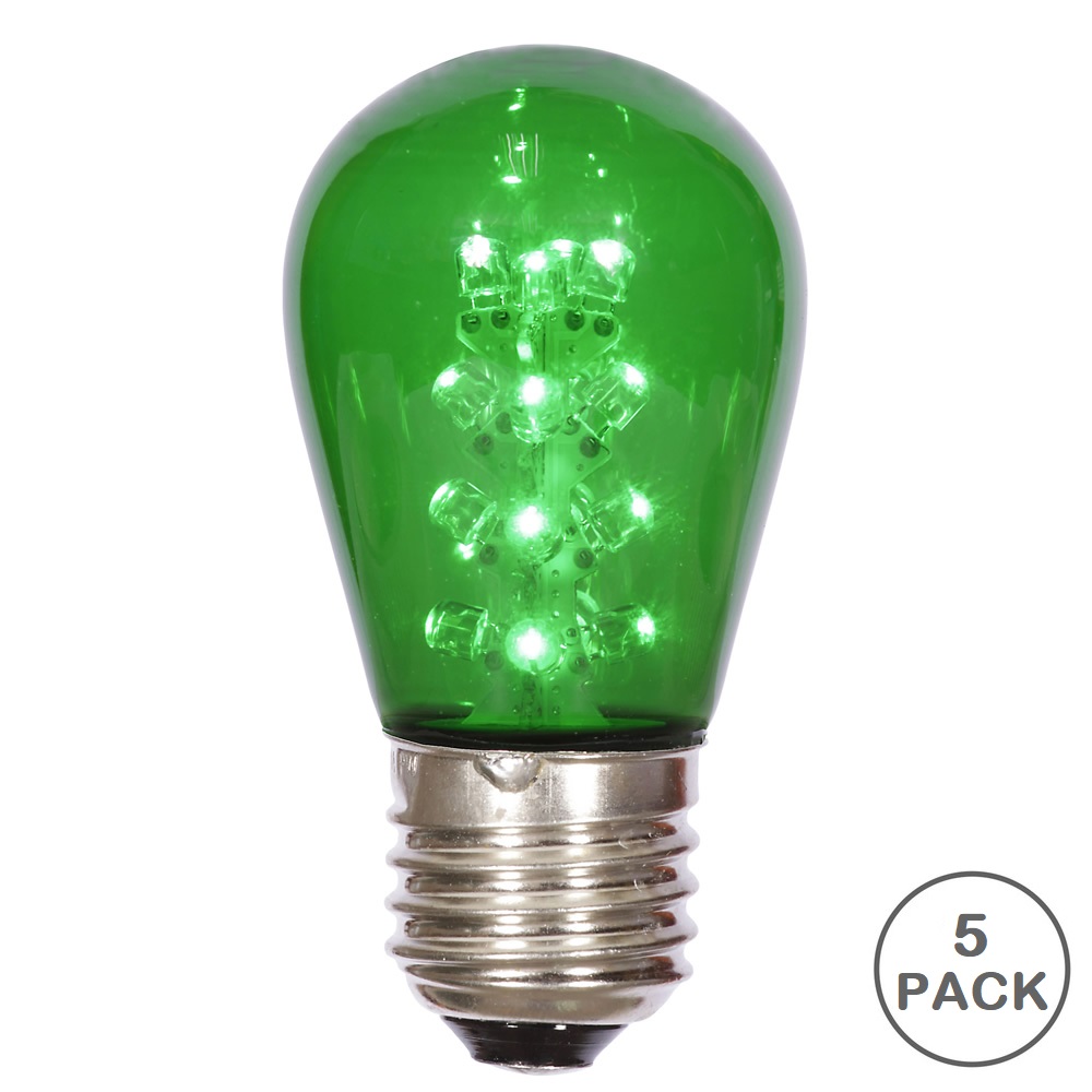 Christmastopia.com 5 LED S14 Patio Transparent Green Plastic Retrofit Replacement Bulbs