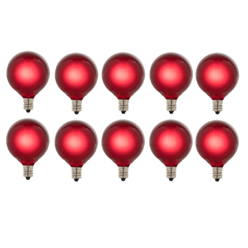 Christmastopia.com 10 Incandescent G50 Globe Red Retrofit C9 Socket Replacement Bulbs