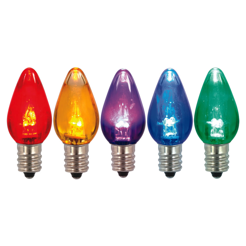 Christmastopia.com 25 C7 LED Multi Color Twinkle Transparent Retrofit C7 E12 Socket Christmas Night Light Replacement Bulbs