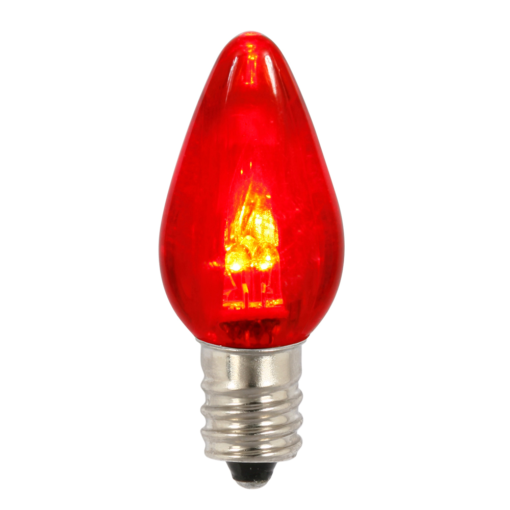 Christmastopia.com 25 C7 LED Red Twinkle Transparent Retrofit C7 E12 Socket Christmas Night Light Replacement Bulbs