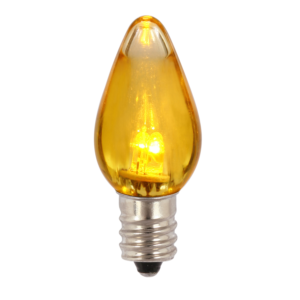 25 C7 LED Yellow Transparent Retrofit C7 E12 Socket Christmas Night Light Replacement Bulbs