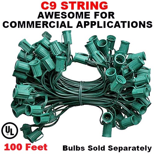 Christmastopia.com - 100 Foot C9 Light Spool Green Wire 12 Inch Spacing