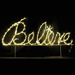 Christmastopia.com Believe Warm White Cursive LED Lighted Outdoor Christmas Sign Decoration