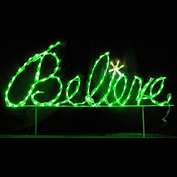 Christmastopia.com Believe Green Cursive LED Lighted Outdoor Christmas Sign Decoration