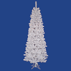 5.5 Foot White Salem Pencil Pine Artificial Christmas Tree 200 DuraLit Clear Lights