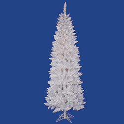 5 Foot Sparkle White Pencil Spruce Artificial Christmas Tree 150 DuraLit LED Multi Color Mini Lights