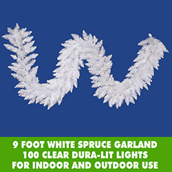 Christmastopia.com - 9 Foot White Spruce Christmas Garland 100 Clear DuraLit Incandescent Lights