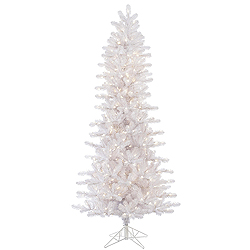 Christmastopia.com 6.5 Foot Crystal White Slim Artificial Christmas Tree 400 LED Warm White Lights